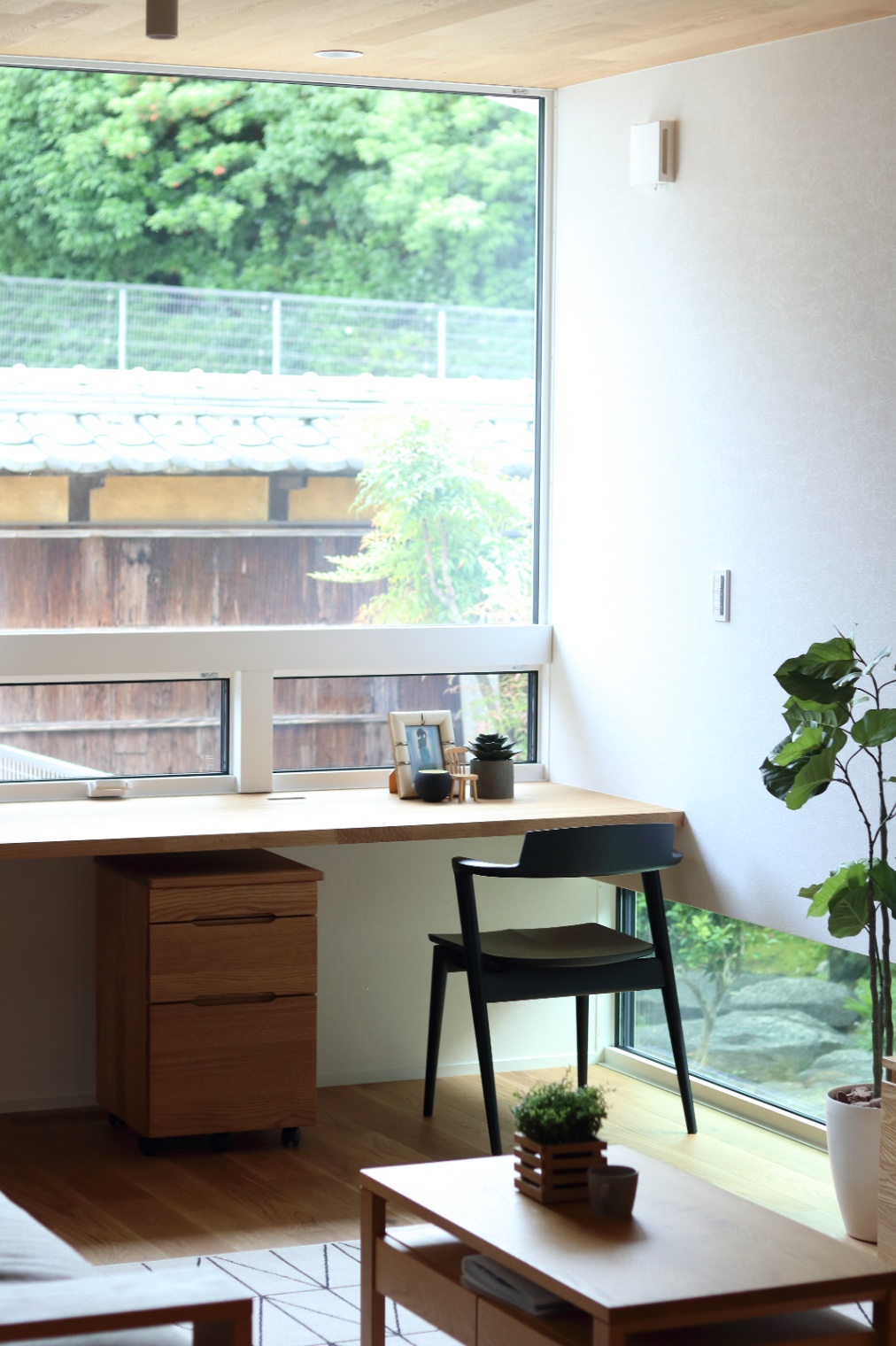 Organic Factory｜自然光が差し込む明るいワークスペース。窓は壁と天井にぴったりと沿わせ、無駄な影が生じないように配慮。壁と天井に自然光が柔らかく反射し、室内を優しく包み込む。