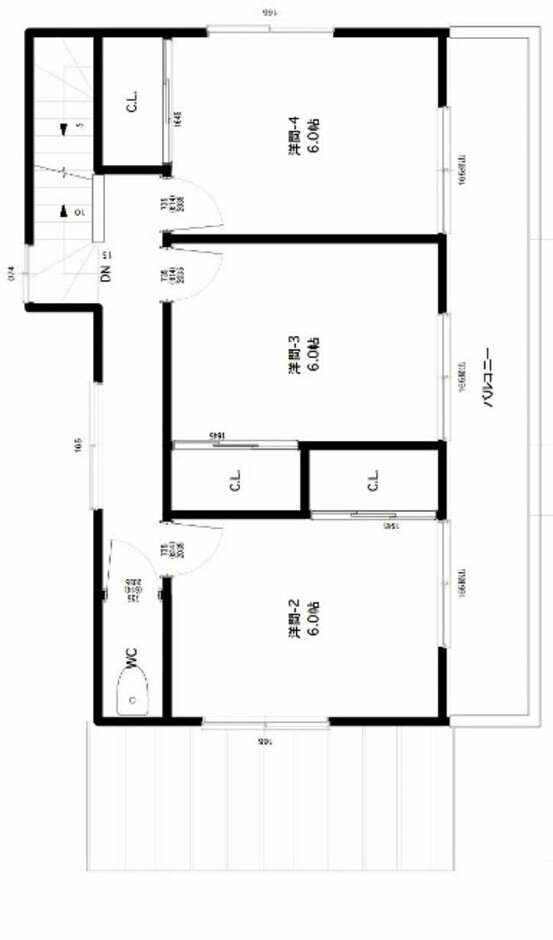 建築システム（狭小住宅専門店） 狭小プラン４４－間口１０．９ｍ（６間）木造３階建てビルトインガレージ　延床面積１５９㎡（４８坪） ３階