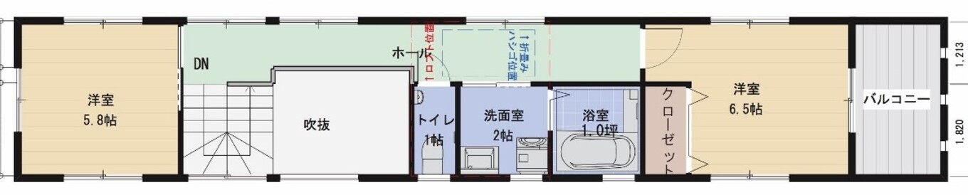 建築システム（狭小住宅専門店） プラン２７－敷地１５坪 間口３．０ｍ（１．６間） ２階建ビルトインガレージ　延床面積９８㎡（２９．６坪） ２階