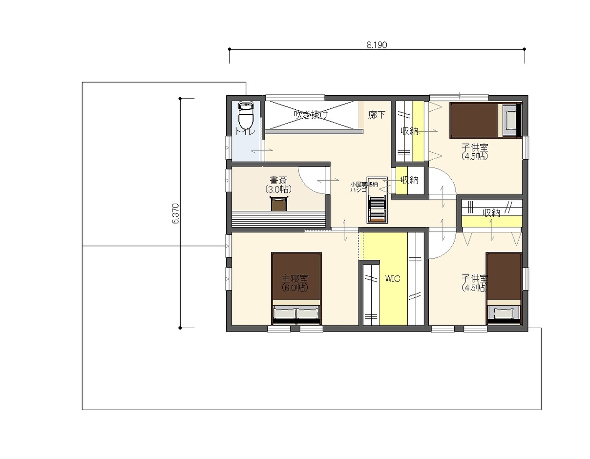Yamaguchi Design  インナーガレージ・カバードポーチのある住まい 2階