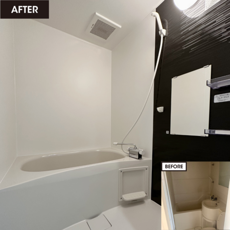 バス・トイレ・洗面の一体型ユニットから独立したバスルームに。