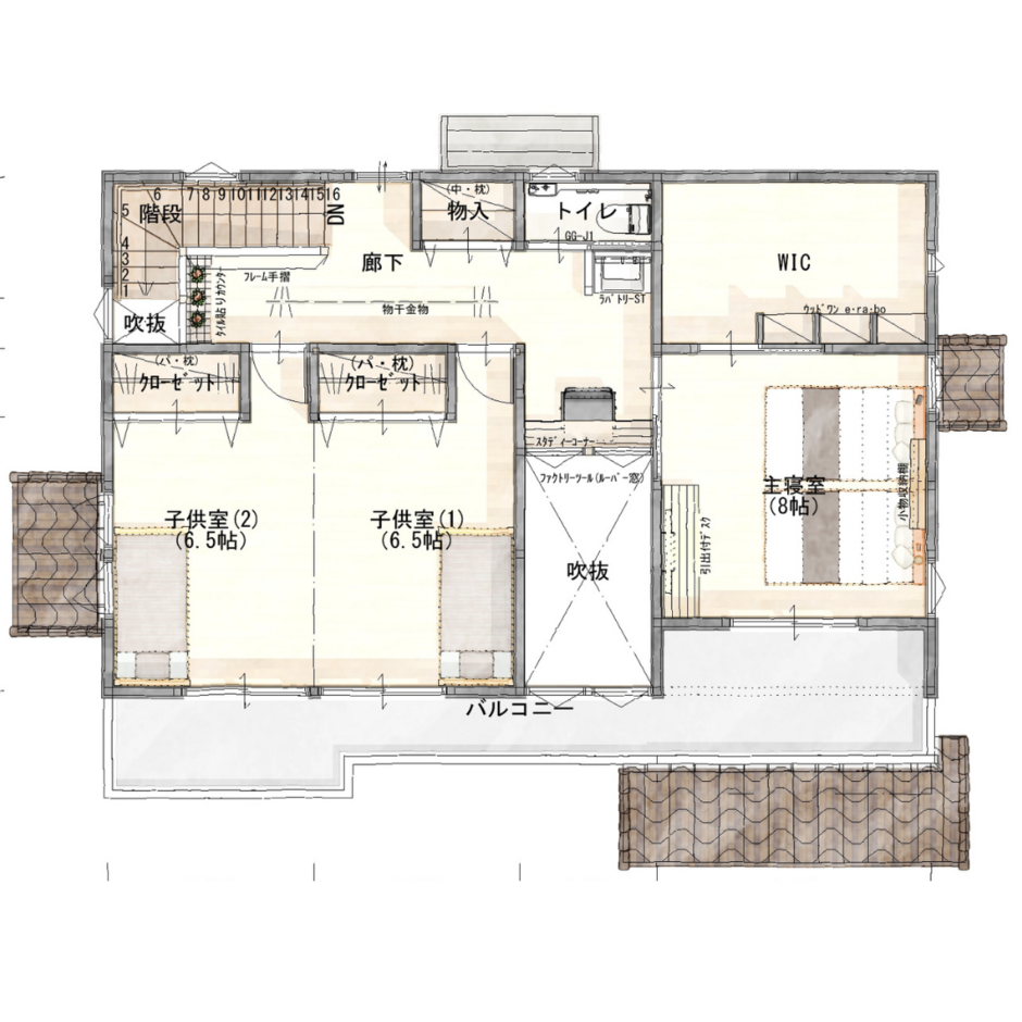 ひだまり工房 南面の窓からたっぷりの光を取り込む吹き抜けリビングの家 ２階