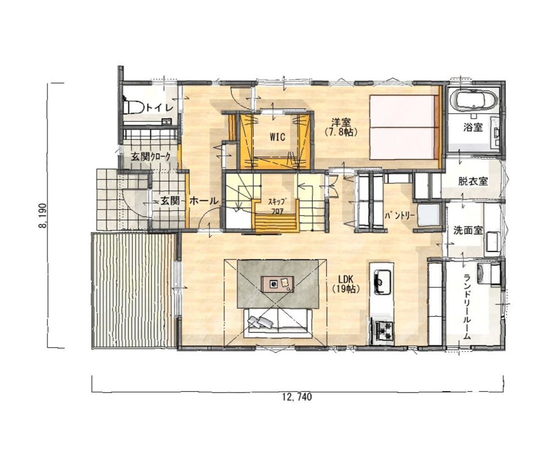 HAPPY HOUSE（山田工務店） スキップフロアと吹き抜けで、 家族みんなの笑顔があふれるお家 1階