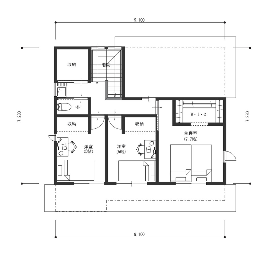 エフエフ住宅 ファミリークローゼットがある自然光溢れる明るい4LDKの家 2階