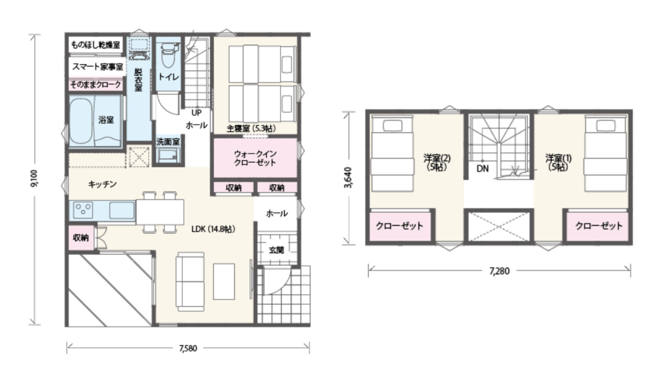 グローバルハウス 【1.5階/3LDK/ 26.5坪】「スマート家事室」つきの平屋生活 3LDK間取り