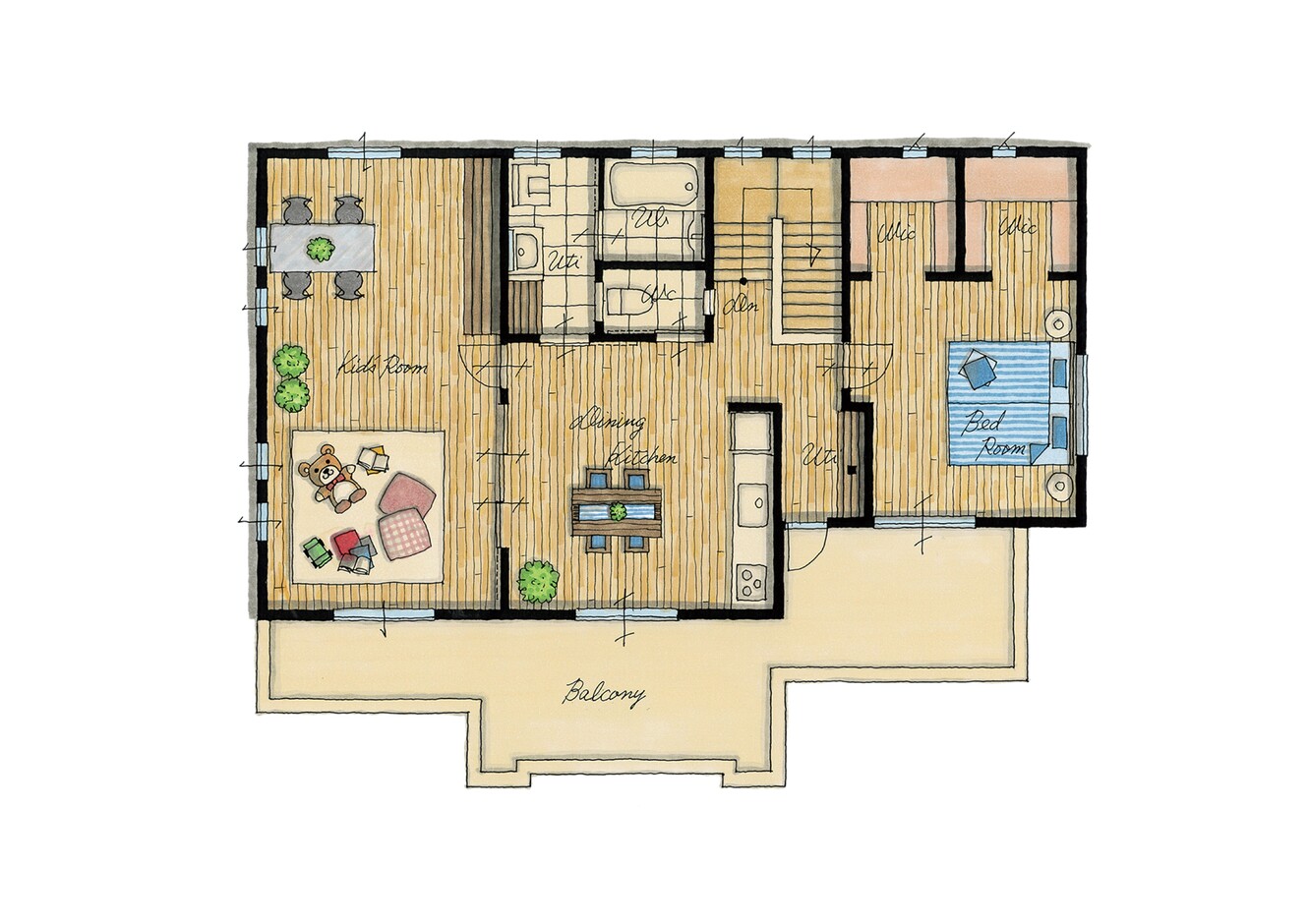 エフエフ住宅 玄関、水回り設備などそれぞれに設けた【完全2世帯型住宅】 2階(子世帯)
