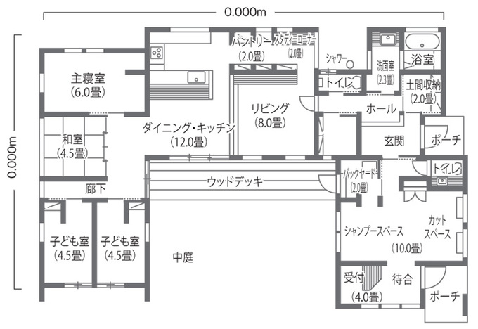 Select工房 スキップフロアと中庭がある美容室併設の住まい 1F