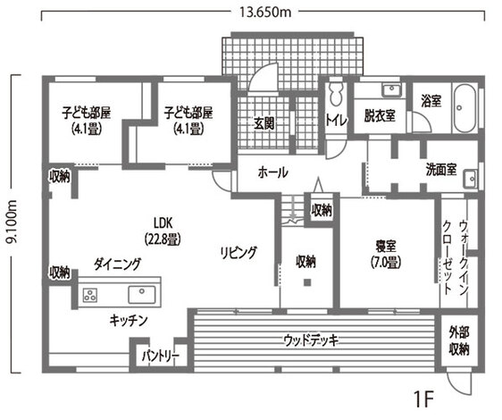 アイ工務店 大きな軒に見守られながら夢が広がる1.5階風の平屋 1階