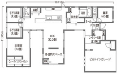 視線がつながり、絆をはぐくむビルトインガレージ付きの平屋