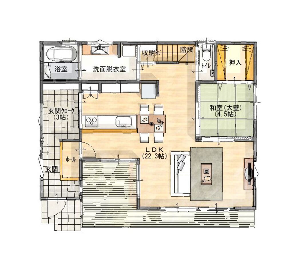 HAPPY HOUSE（山田工務店） 開放感を実感できる♪ アーバンスタイルのお家 1階