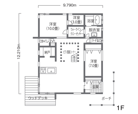 一級建築士事務所 GO_AN (ゴアン) 22畳の広々としたバルコニーが特徴的。二世帯で住む現代和風の家 1F