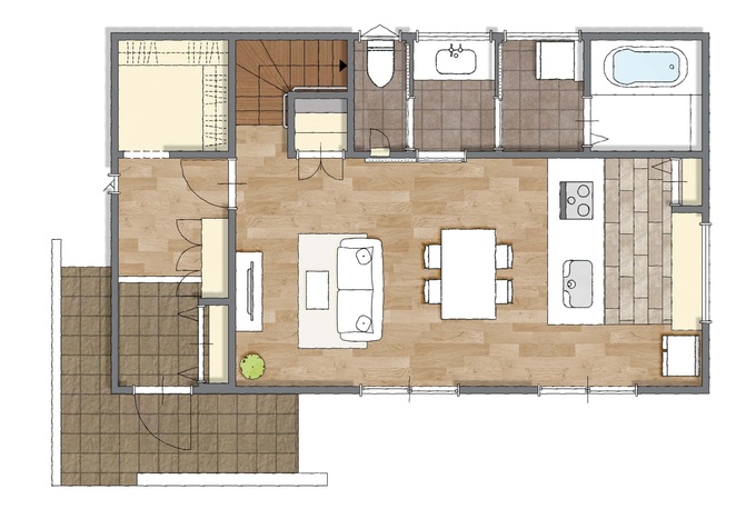 遠州鉄道 遠鉄ホーム 4人家族がゆったり暮らせる 車寄せ付きの規格型平屋 １階