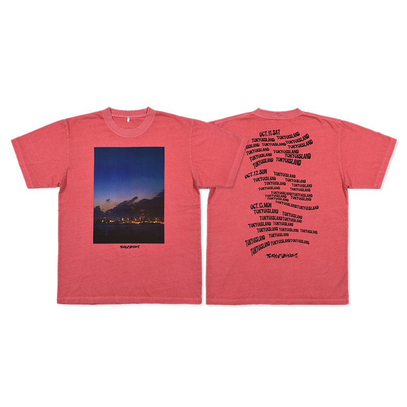 ISLAND SUNSET ヴィンテージ加工Tシャツ（ピンクレッド） / Official