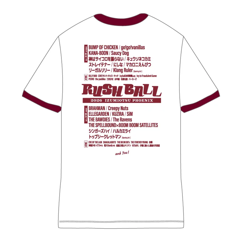 RUSH BALL 2026 リンガーTシャツ / ホワイト×レッド / Official Goods Shop