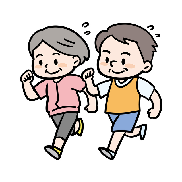 運動する人,