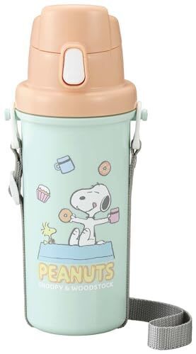 OSK(オーエスケー) 直飲み水筒 スヌーピー 600ml 日本製 専用ショルダーベルト付き ワンタッチオープン 広口 飲みやすい 洗いやすい 抗菌 かわいい おしゃれ 男女兼用 子供用 大人用 学生 SC-600B,幼稚園,水筒,
