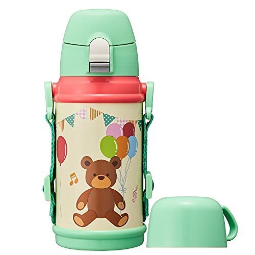 ドウシシャ 水筒 キッズボトル 2WAY こども水筒 600ml くま グリーン,幼稚園,水筒,