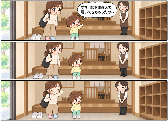 お店の人に話しかける子ども,マンガ,親子,体験談