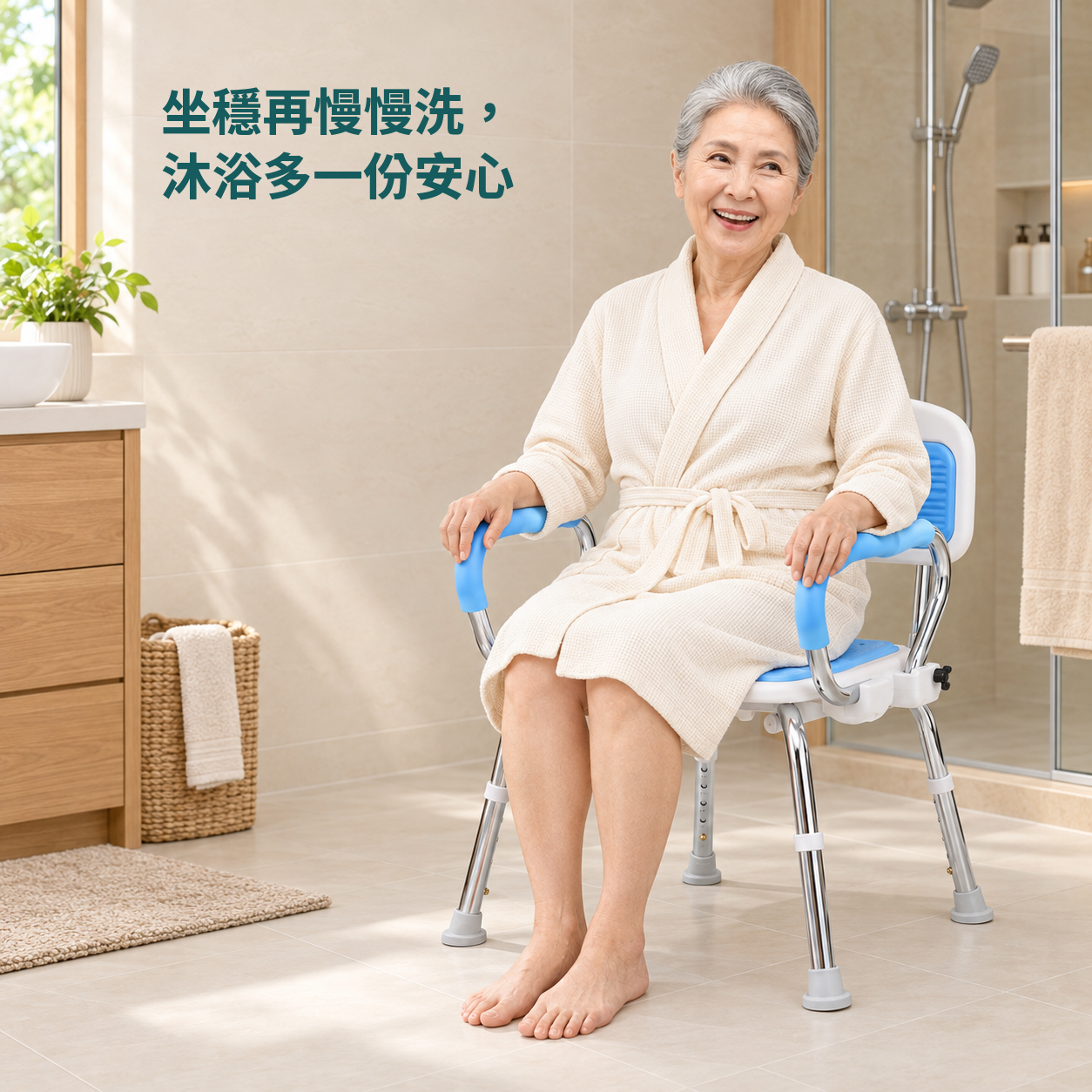 坐穩再慢慢洗，沐浴多一份安心