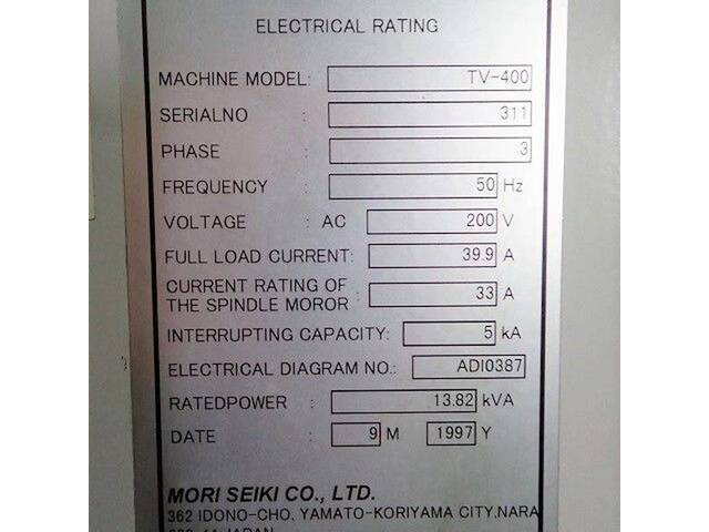 MORI SEIKI TV-400 Vertical Machining Center Image 11