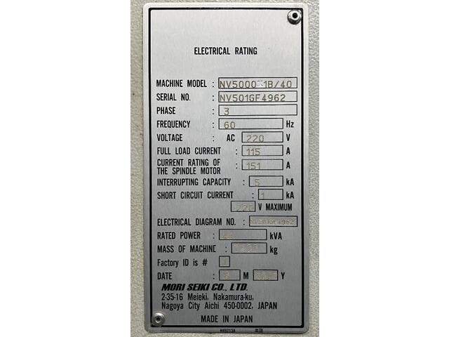 MORI SEIKI NV5000α1B/40 Vertical Machining Center Image 2
