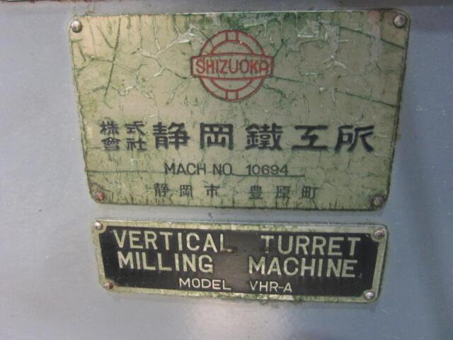 SHIZUOKA MACHINE TOOL VHR-A Vertical Milling Machine Image 2