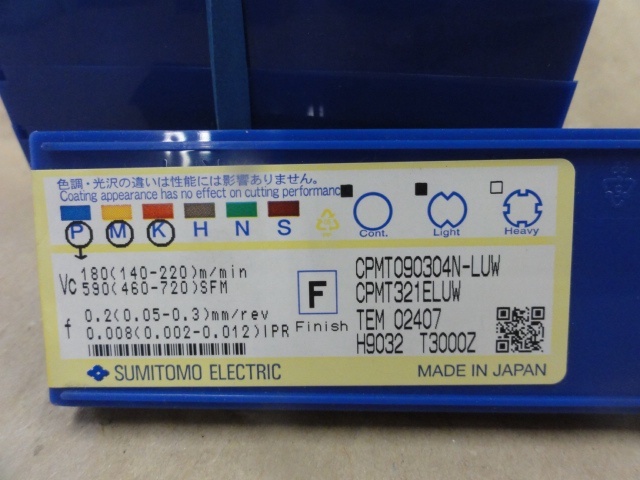 住友電気工業 CPMT090304N-LUW インサート・チップ の画像 3枚目