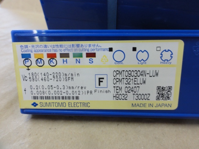 住友電気工業 CPMT090304N-LUW インサート・チップ の画像 3枚目