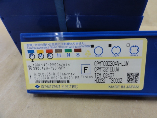 住友電気工業 CPMT090304N-LUW インサート・チップ の画像 3枚目