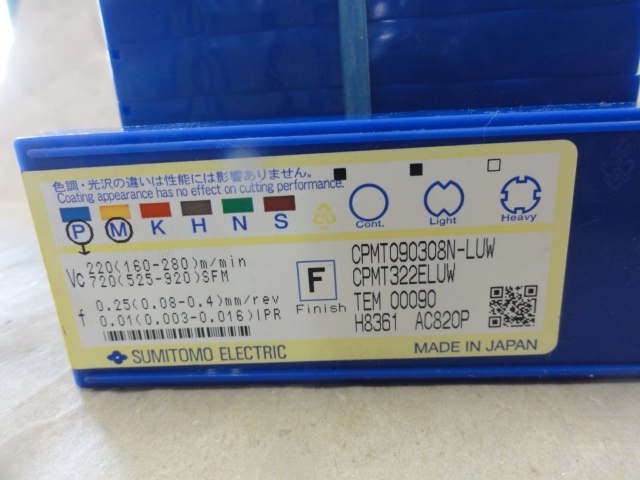住友電気工業 CPMT090308N-LUW インサート・チップ の画像 3枚目