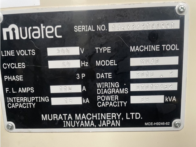 村田機械 Muratec MW40 NC旋盤 の画像 2枚目