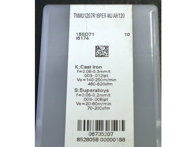 TUNGALOY TNMU1207R16PER-MJ AH120 10個未使用 Insert Chip Image 2