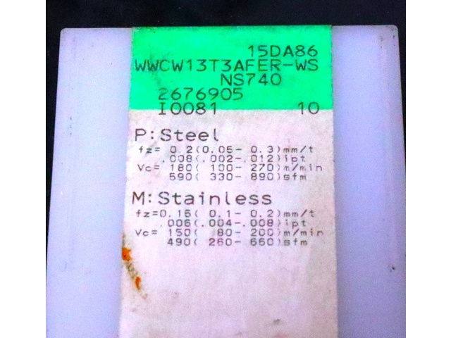 タンガロイ WWCW13T3AFER-WS NS740 10個 未使用 インサート・チップ の画像 2枚目
