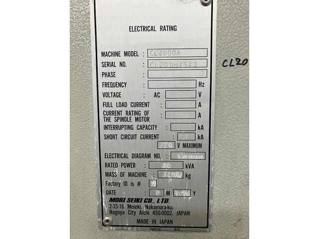 森精機 CL2000A NC旋盤 の画像 2枚目