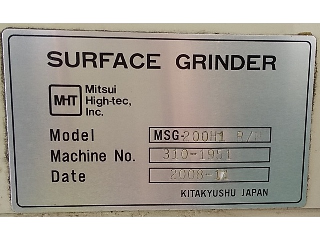 三井ハイテック MSG200HI R/N 平面研削盤 の画像 2枚目