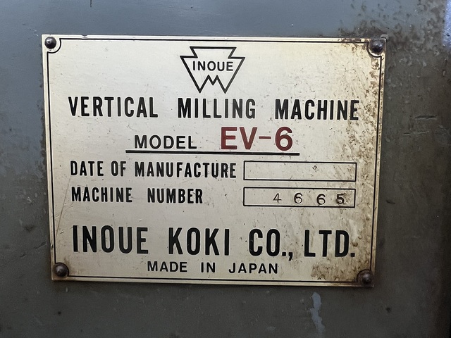 INOUE KOKI EV-6 Vertical Milling Machine Image 4