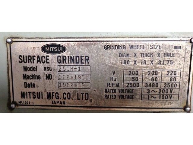 Mitsui High-tec MSG-250H-1 Forming Grinder Image 5