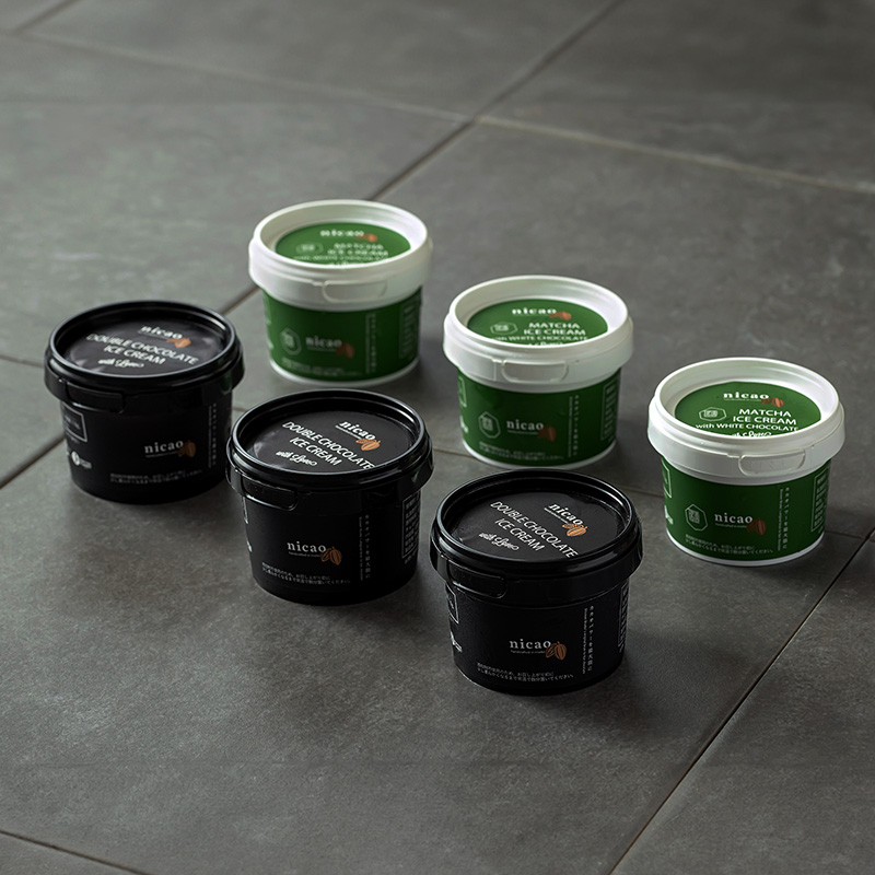 nicaoの抹茶ホワイト＆ダブルチョコアイスクリームセット（2種6個