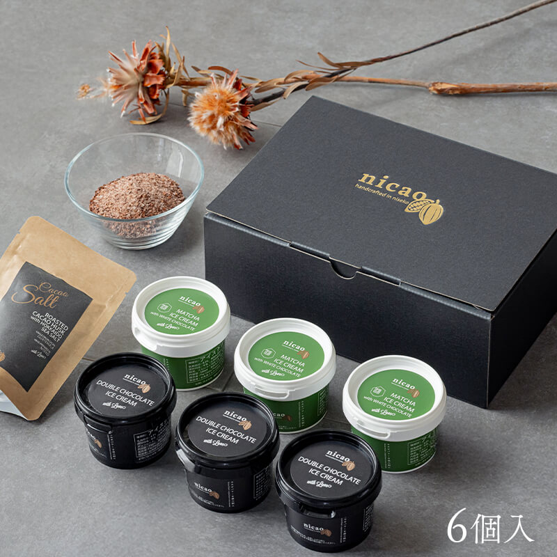 クラフトアイスクリームギフトＣ｜ダブルチョコ3個＋ホワイトチョコチップ抹茶3個｜カカオソルト付のイメージ