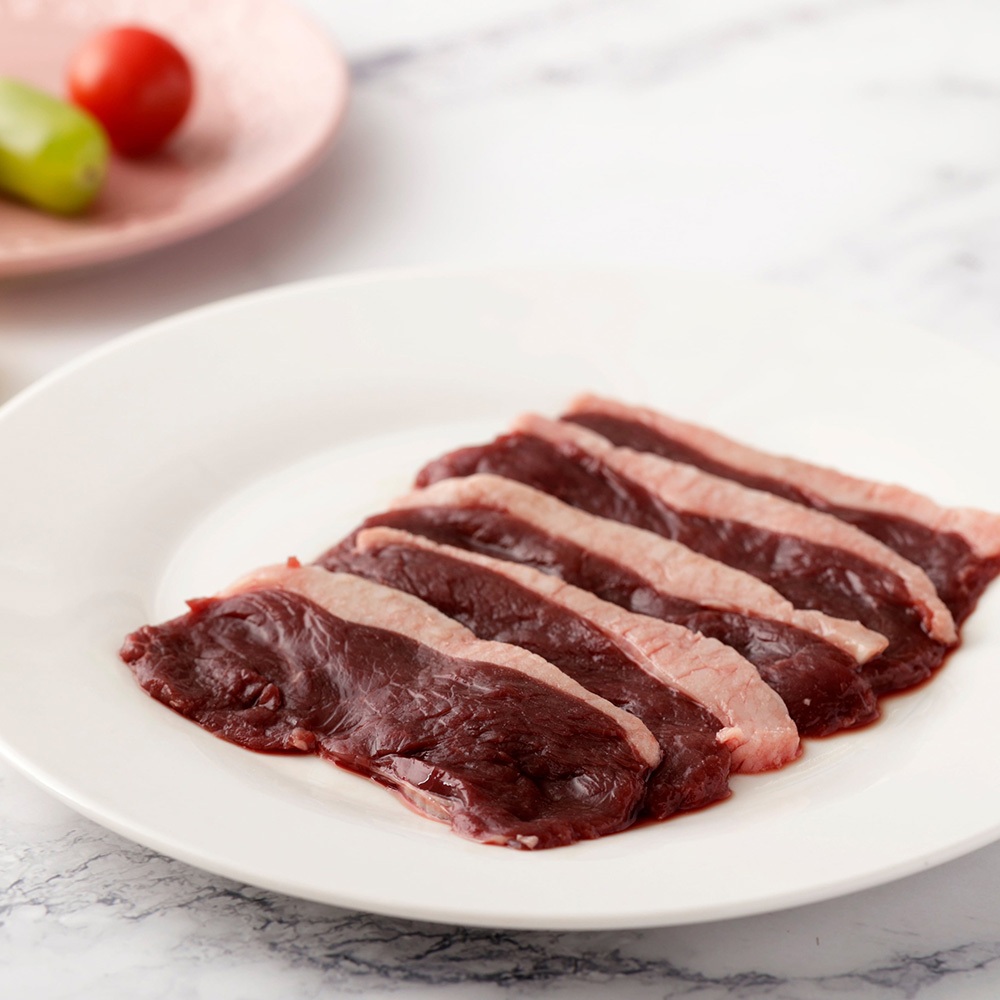エゾの杜】十勝エゾ鹿 背脂付きロース肉の味付けスライス 200g｜PREZO