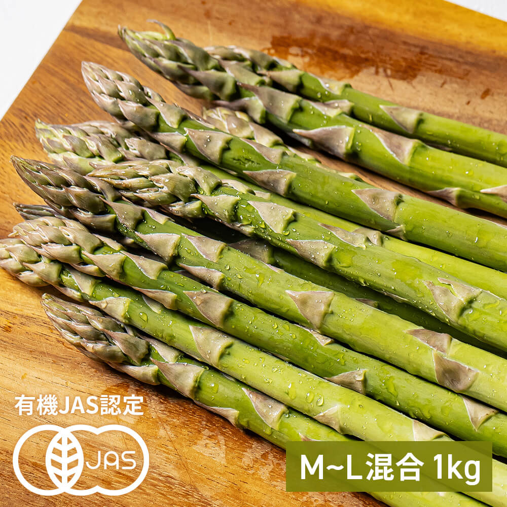 有機グリーンアスパラガス M～Lサイズ 1kg【有機JAS認定】【北海道産