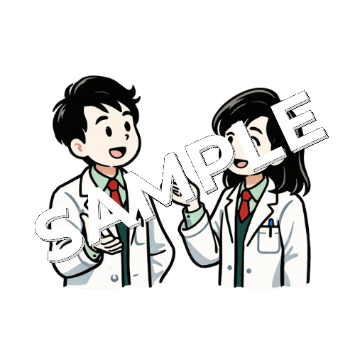 薬剤師同士で会話しているイラスト