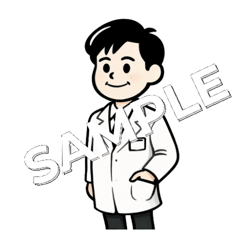 ポケットに手を入れる男性薬剤師のイラスト