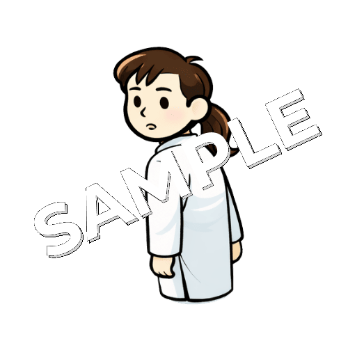 後ろを振り返る女性薬剤師のイラスト