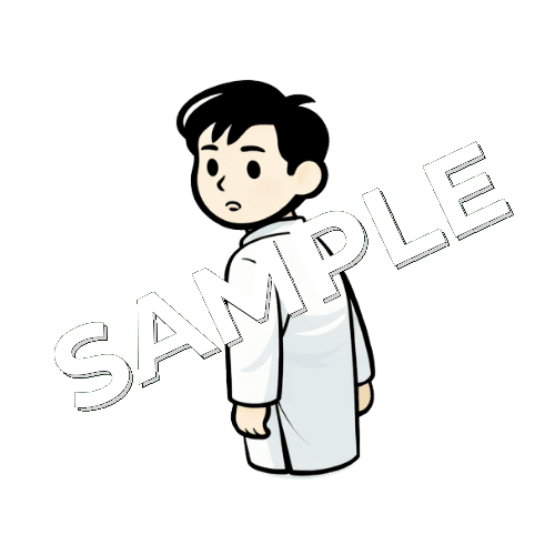 後ろを振り返る男性薬剤師のイラスト