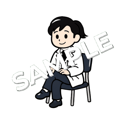 椅子に座る女性薬剤師のイラスト