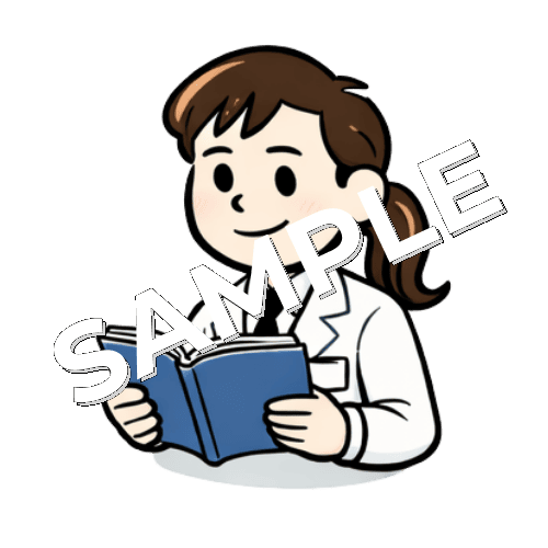 ノートを持つ女性薬剤師のイラスト