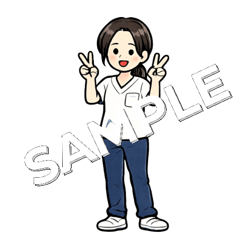 ダブルピースの女性作業療法士のイラスト