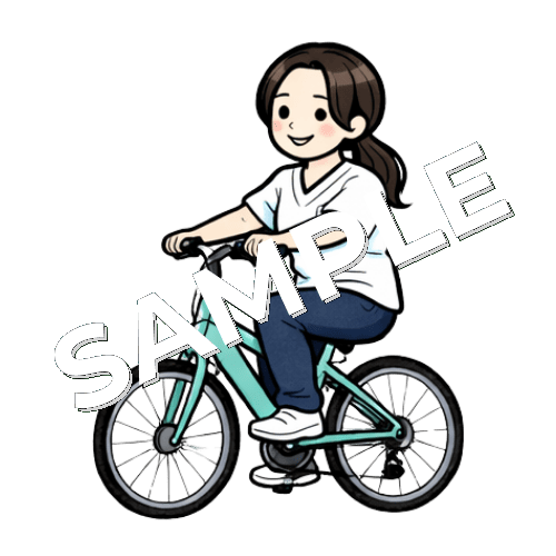 自転車に乗る女性作業療法士のイラスト