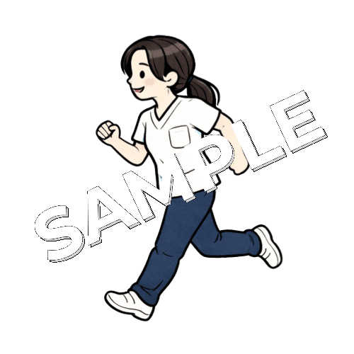 走る女性作業療法士のイラスト